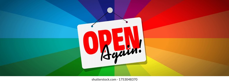 Open again on multicolor background