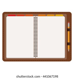 open agenda with free space and yellow pencil isolated