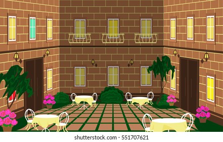 open air cafe restaurant background