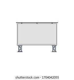 Open air cinema big white screen icon, sketch vector black line illustration isolated on white background. Movie theater equipment element for showing films outdoors.