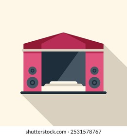 Open air stage with sound speakers is ready for music band playing live music at a festival