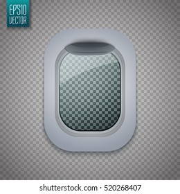 Open Aircraft Window. Plane Porthole Isolated On Transparent Background. Vector Illustration.