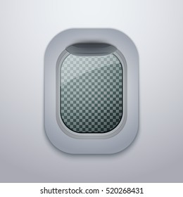 Open Aircraft window. Plane porthole isolated. Vector illustration.