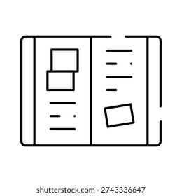 Open album illustrating a visual diary or scrapbook, creating a record of cherished moments and documenting personal experiences with pictures and text
