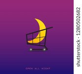 Open All Night Horizontal view. Minimal style vector. 3D Isometric design. Abstract style vector.