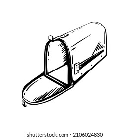 Skizze für offene amerikanische Briefkasten. handgezeichnete Vektorgrafik