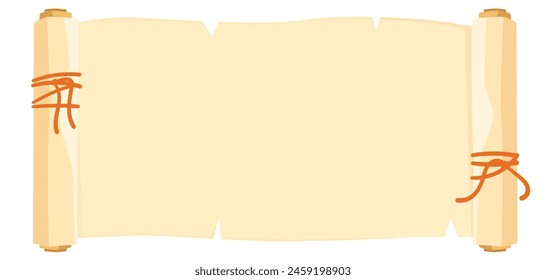 An open ancient scroll with beige parchment, vector illustration on a white background, concept of history or education. Vector illustration