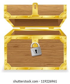 open antique chest vector illustration isolated on white background