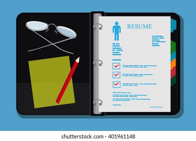 Open archive folder, resume, cv, vector illustration