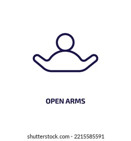 open arms icon from education collection. Thin linear open arms, hand, open outline icon isolated on white background. Line vector open arms sign, symbol for web and mobile