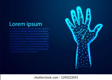 Open arms / offering / Welcome . Abstract Low Poly. Wireframe design. From connecting dot and line. Vector Illustration