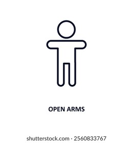 open arms outline icon.  Thin line icon from education collection. Editable vector isolated on white background