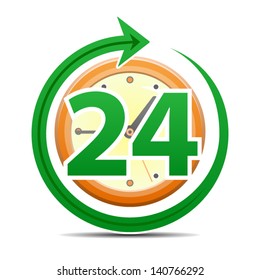 Open around the clock, 24 hours a day icon isolated on white background. Vector.