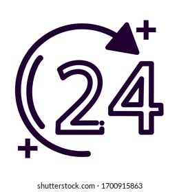 abrir las 24 horas del día, diseño de ilustración vectorial de estilo de línea de 24 horas