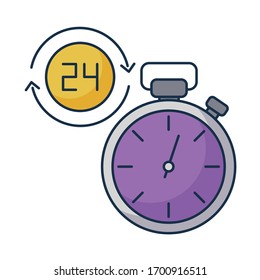 open around the clock, 24 hours on white background vector illustration design