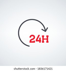 Open around the clock or 24 hours a day icon or symbol isolated on white background. Vector illustration