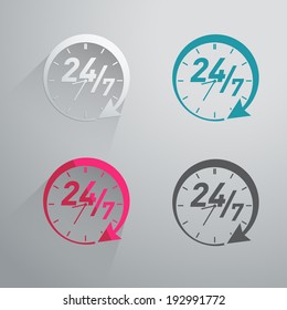 Open around the clock, 24 hours a day and 7 days a week icon 