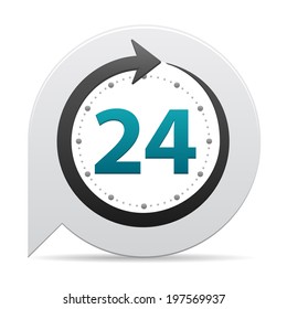 Open around the clock or 24 hours a day and 7 days a week  icon or symbol on bubble isolated on white background. Vector illustration