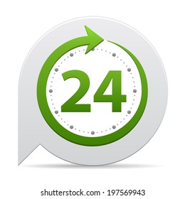 Open around the clock or 24 hours a day and 7 days a week  icon or symbol on bubble isolated on white background. Vector illustration