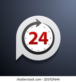 Open around the clock or 24 hours a day and 7 days a week  icon or symbol on bubble isolated on white background. Vector illustration