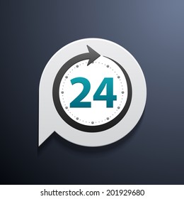 Open around the clock or 24 hours a day and 7 days a week  icon or symbol on bubble isolated on white background. Vector illustration