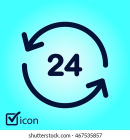 Open around  the clock 24 hours a day icon.