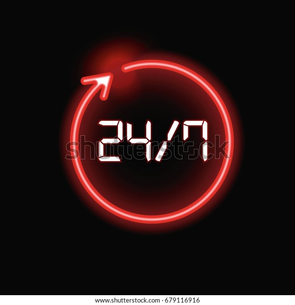 Image Vectorielle De Stock De Ouvert 24h 24 24h 24 Panneau 7 679116916