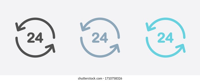 Open around  the clock hours a day icon. Badge-clock work time.