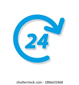 Open around the clock hours a day icon. Vector Illustration