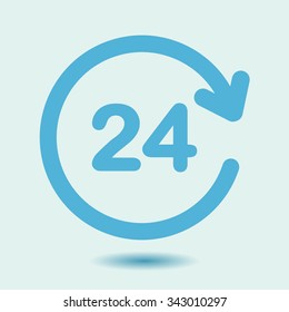 Open around  the clock hours a day icon.