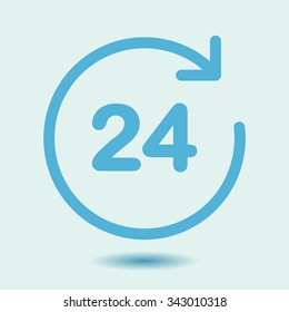 Open around  the clock hours a day icon.