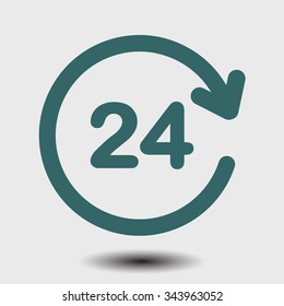 Open around  the clock hours a day icon.