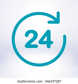 Open around  the clock hours a day icon.