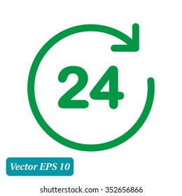 Open around  the clock hours a day icon.