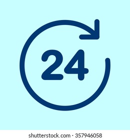 Open around  the clock hours a day icon.