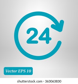 Open around  the clock hours a day icon.