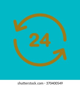 Open around  the clock hours a day icon.