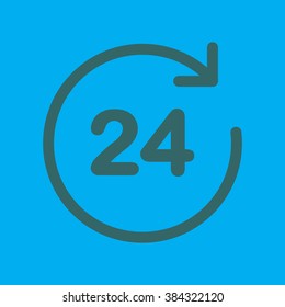 Open around  the clock hours a day icon.