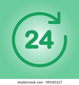 Open around  the clock hours a day icon.