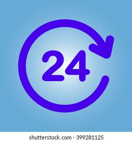 Open around  the clock hours a day icon.