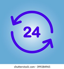 Open around  the clock hours a day icon.