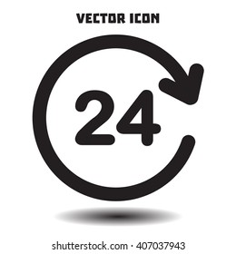 Open around  the clock hours a day icon.