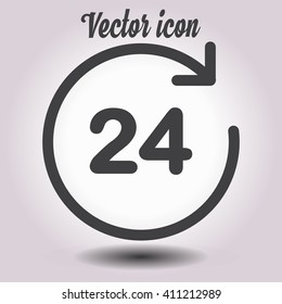 Open around  the clock hours a day icon.