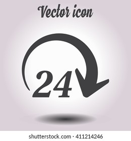 Open around  the clock hours a day icon.