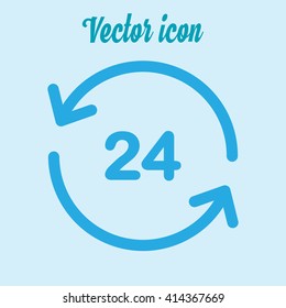 Open around  the clock hours a day icon.