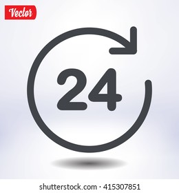 Open around  the clock hours a day icon.