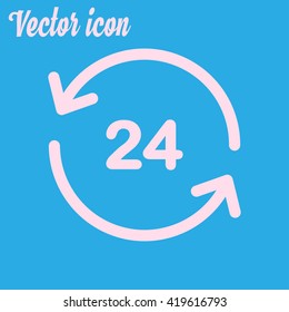 Open around  the clock hours a day icon.