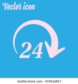 Open around  the clock hours a day icon.