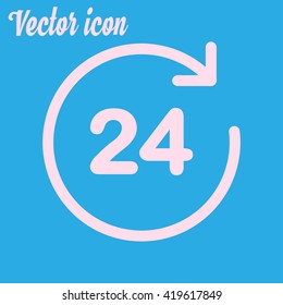 Open around  the clock hours a day icon.