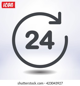 Open around  the clock hours a day icon.